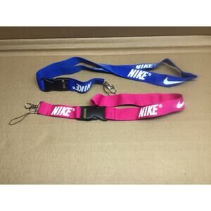 NEW Nike Lanyard Set of 2 Pink & Blue Detachable Quick Release Metal Clip